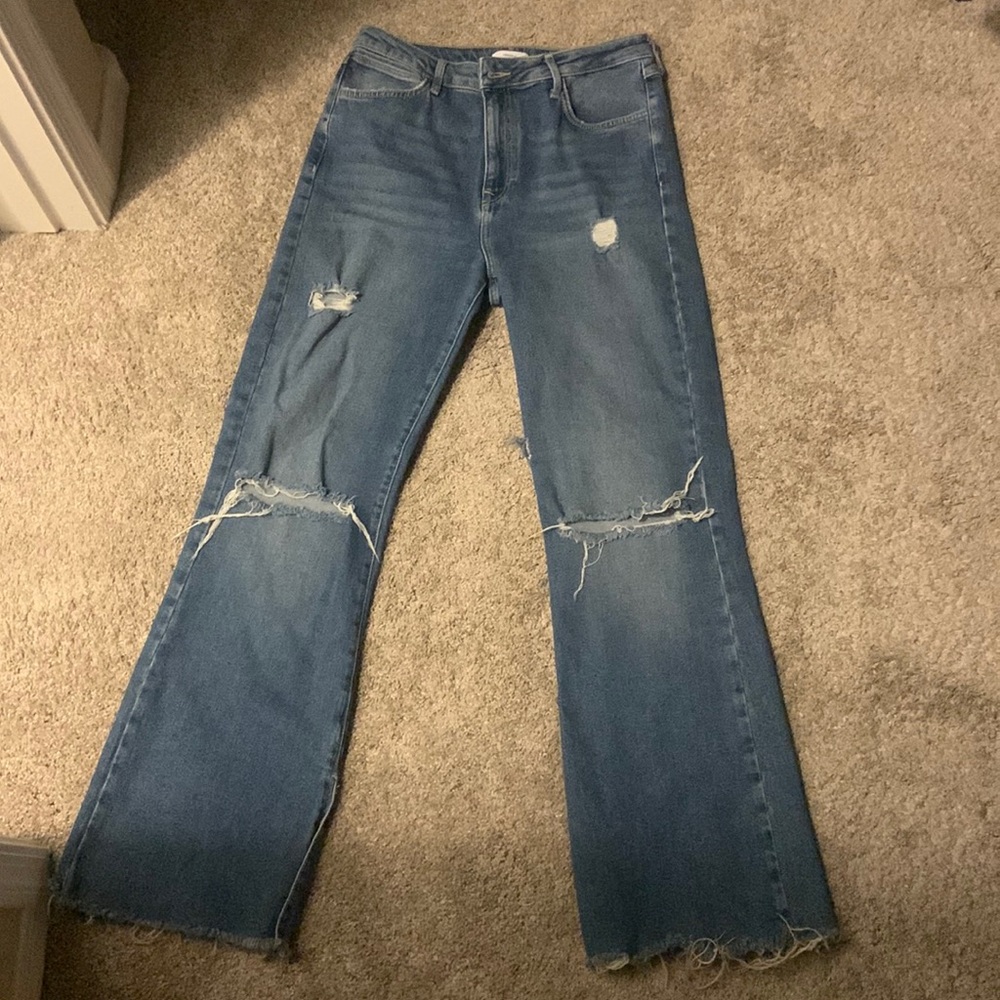 Forever 21 Ripped Wide Leg Jeans